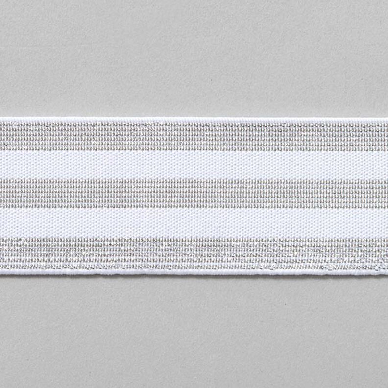 Striped Elastic [40 mm] – white/silver,  image number 1