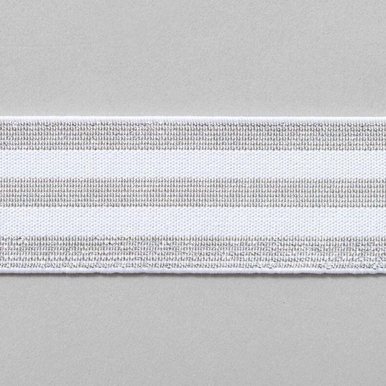 Striped Elastic [40 mm] – white/silver,  image number 1