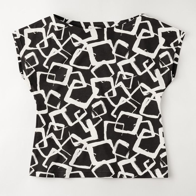 Viscose Jersey scattered diamonds – black/ivory,  image number 5