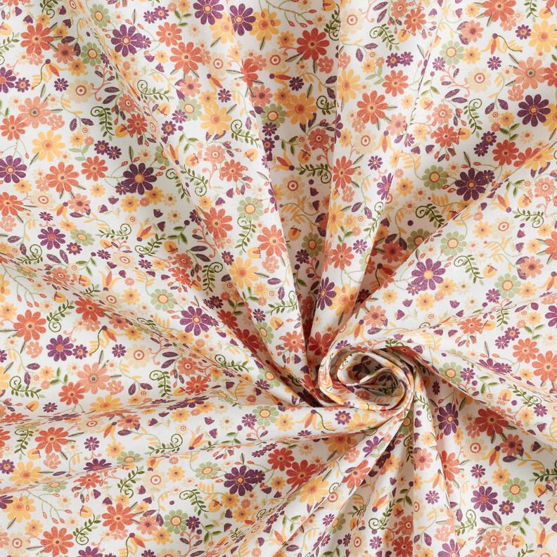 Cotton Cretonne scattered flowers – merlot/white,  image number 3