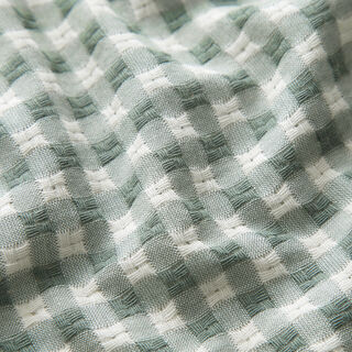 Textured check cotton fabric – white/reed, 