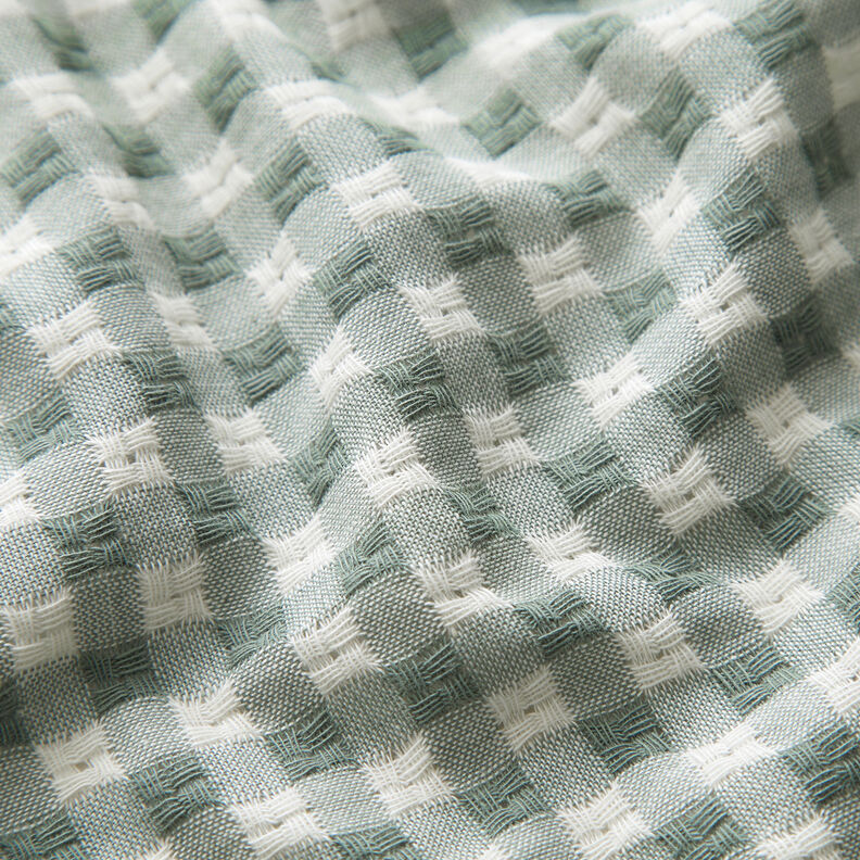 Textured check cotton fabric – white/reed,  image number 2