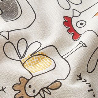 Decorative fabric Canvas Cartoon chickens – natural, 