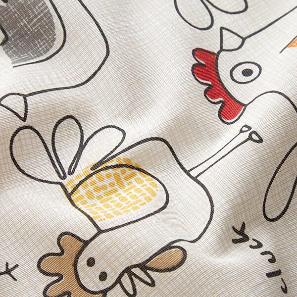 Decorative fabric Canvas Cartoon chickens – natural,  image number 2