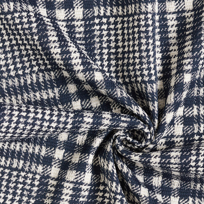 Checked Doubleface Coating Fabric – navy blue/white,  image number 3