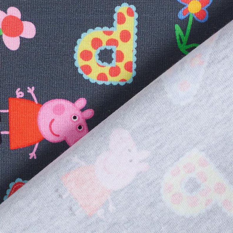 Cotton Jersey Licensed Fabric Peppa Pig Letters and Flowers | ABC Ltd. – grey,  image number 4