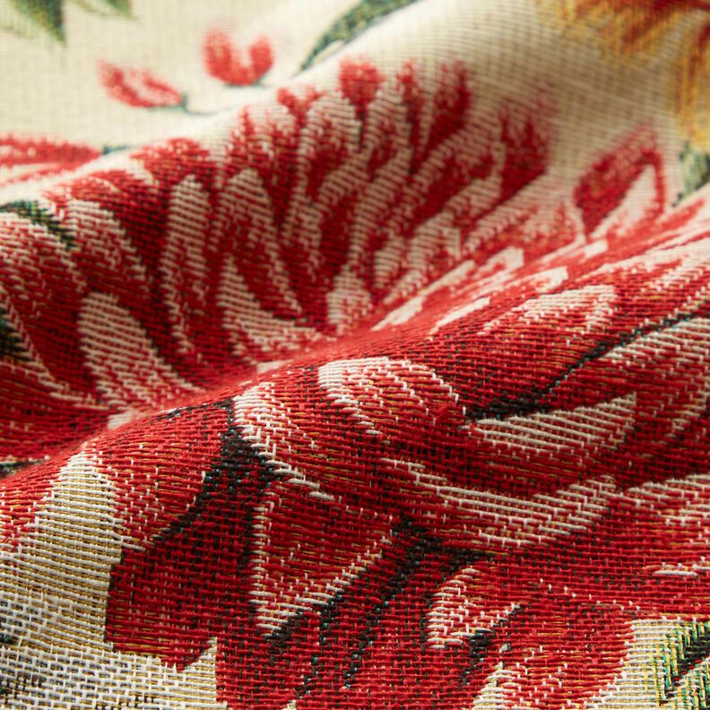 Decor Fabric Tapestry Fabric large flowers – light beige/red,  image number 2