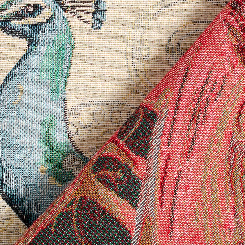 Decorative Panel Tapestry Fabric Peacock &ndash; light beige/blue,  image number 4