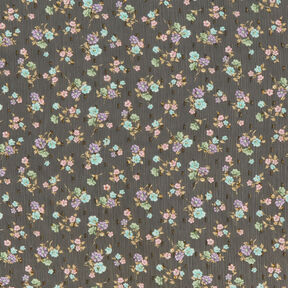 Crêpe Chiffon Dobby & Flowers – black/light blue, 