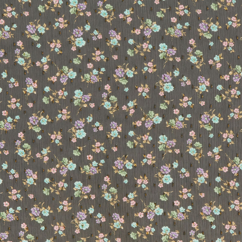 Crêpe Chiffon Dobby & Flowers – black/light blue, image number 1