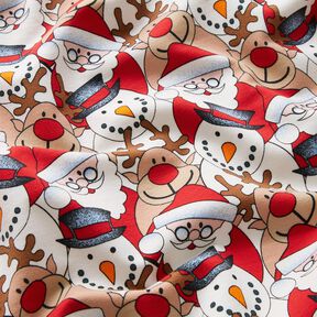 French Terry reindeer, Santa Claus and snowman – offwhite, 
