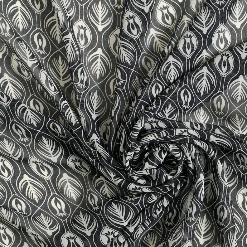 Chiffon ornamental print – white/black,  image number 3