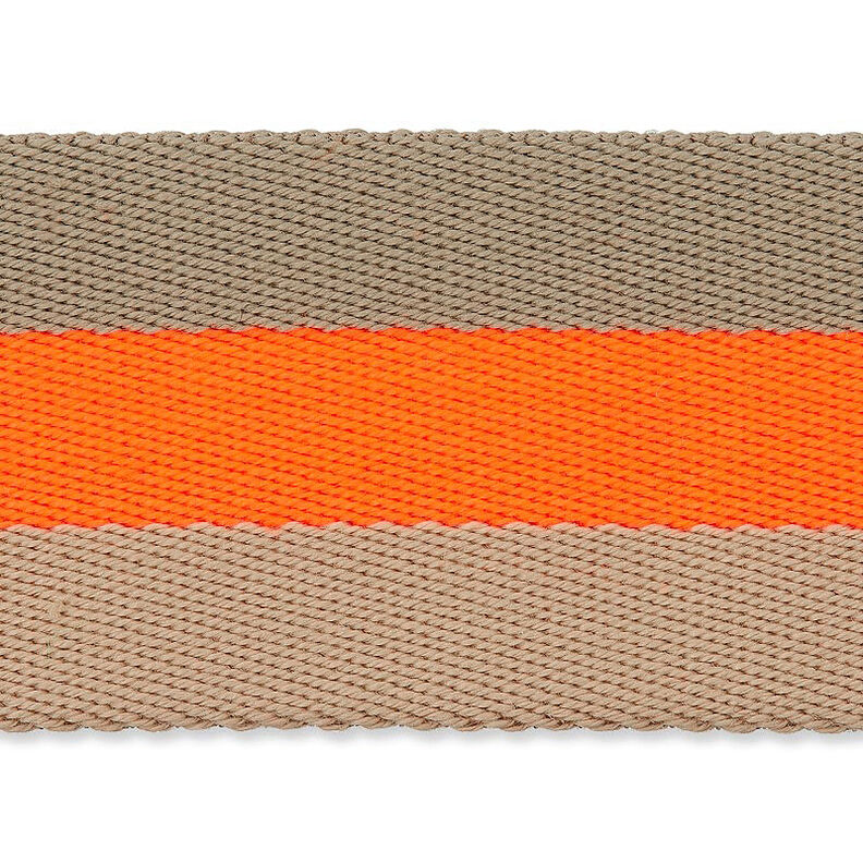 Neon Bag Strap Webbing [ 40 mm ] – neon orange/beige,  image number 4
