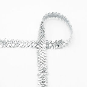 Elastic sequin trim [20 mm] – silver, 