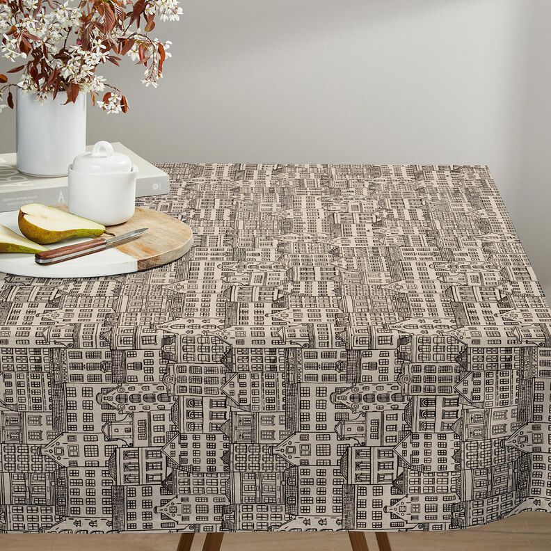Decor Fabric Half Panama townhouses – natural/black,  image number 8