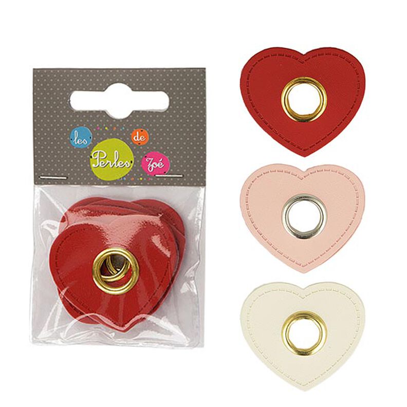 Imitation Leather Eyelet Patch Hearts  [ 4 pieces ] – offwhite,  image number 2