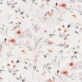 Cotton Poplin subtle flower branches – silver grey/light beige, 