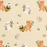 Cotton Poplin Animals picking flowers – vanilla yellow,  thumbnail number 1