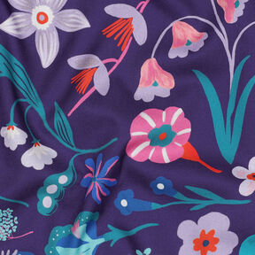 Cotton Poplin Meadow Flower Digital Print | Nerida Hansen – plum/aqua blue, 