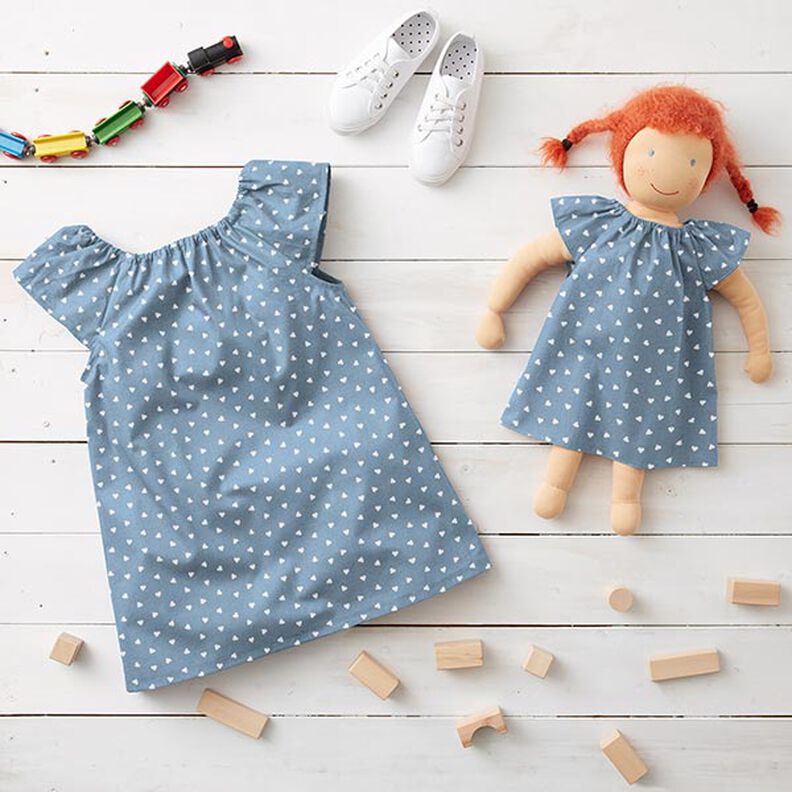 Scattered hearts organic cotton poplin – light wash denim blue,  image number 7