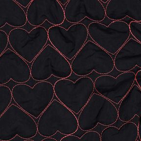 Quilted Fabric neon hearts | Poppy Fabrics – black/neon pink, 