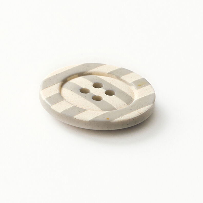 4-Hole Striped Button  – light grey/apricot,  image number 2