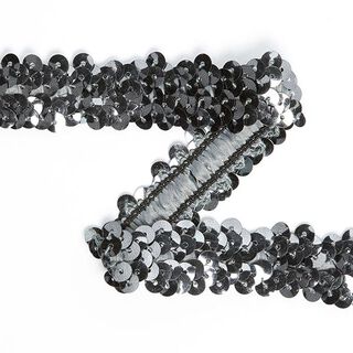 Stretch Sequin Trim 20mm) 11 – antique silver metallic, 