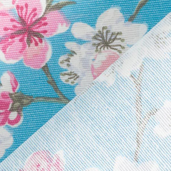 Cherry blossom coated cotton – aqua blue,  image number 4