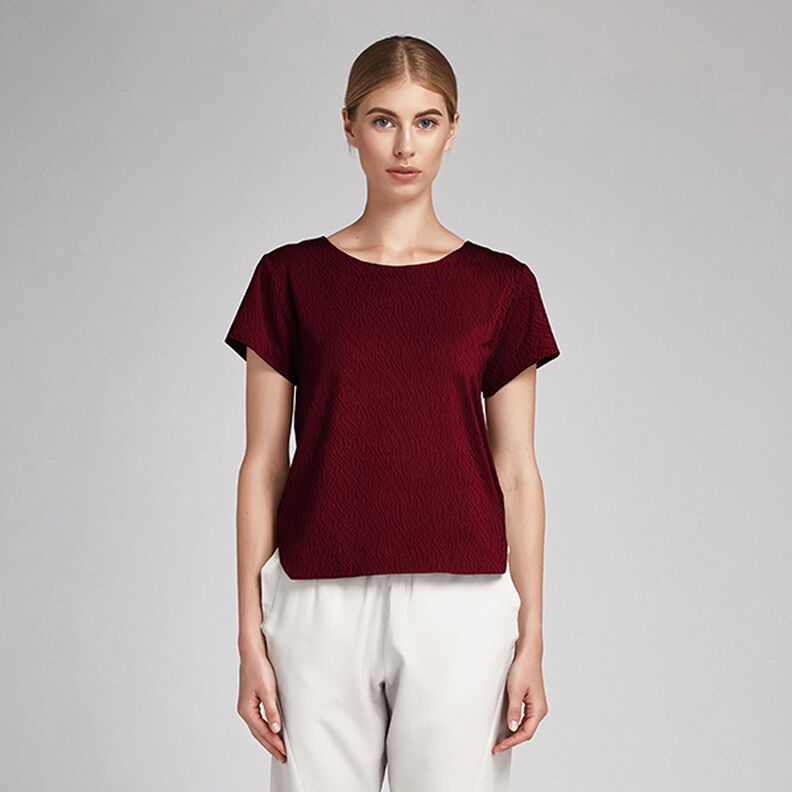 Plain Lightweight Cloque – burgundy,  image number 5