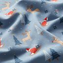 Brushed Sweatshirt Fabric Fox and reindeer in the Christmas forest – steel blue, 