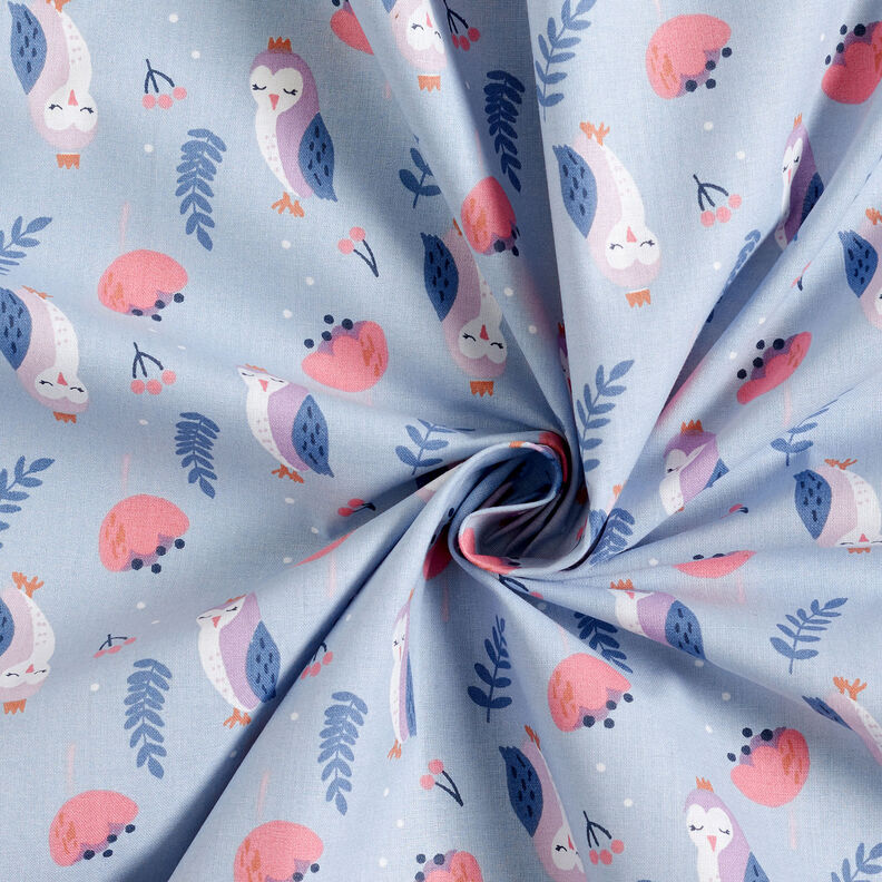 Cotton Poplin royal owls – silver blue,  image number 4