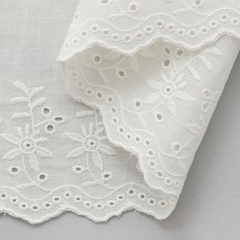 Scalloped Floral Lace Trim [ 9 cm ] – offwhite,  image number 2
