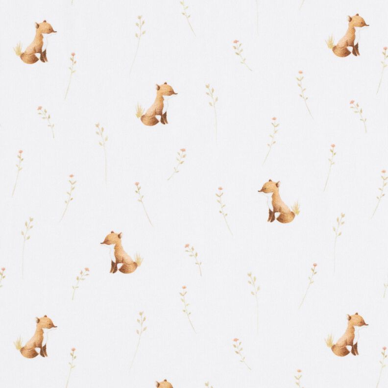 GOTS Cotton Jersey Fox in the Meadow Digital Print – ivory,  image number 1