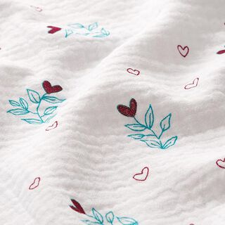 GOTS Double Gauze/Muslin Heart Leaf | Tula – white, 