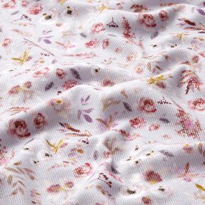 Ribbed Jersey delicate wildflowers digital print – pastel mauve/red lilac, 
