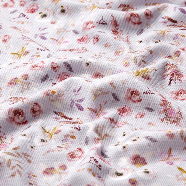 Ribbed Jersey delicate wildflowers digital print – pastel mauve/red lilac, image number 2
