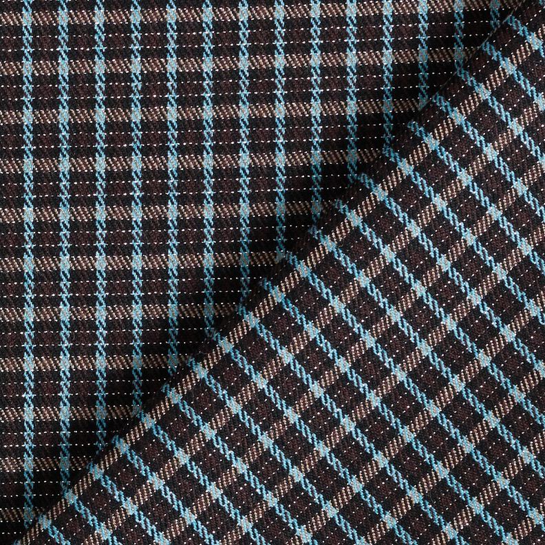 Viscose Blend Glitter Check – turquoise/black brown,  image number 4