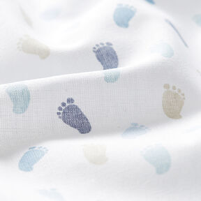 Cotton Poplin baby feet – white/denim blue, 