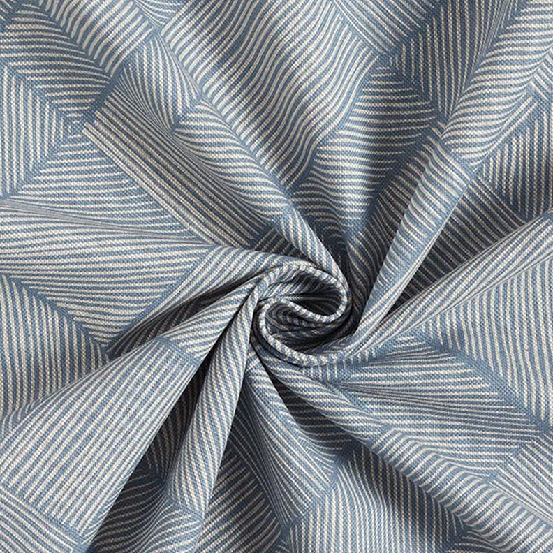 Decor Fabric Half Panama Line Patchwork – steel blue/natural,  image number 3