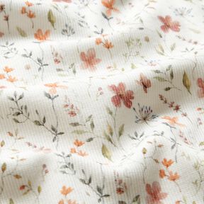 Ribbed Jersey colourful floral meadow Digital Print – white, 