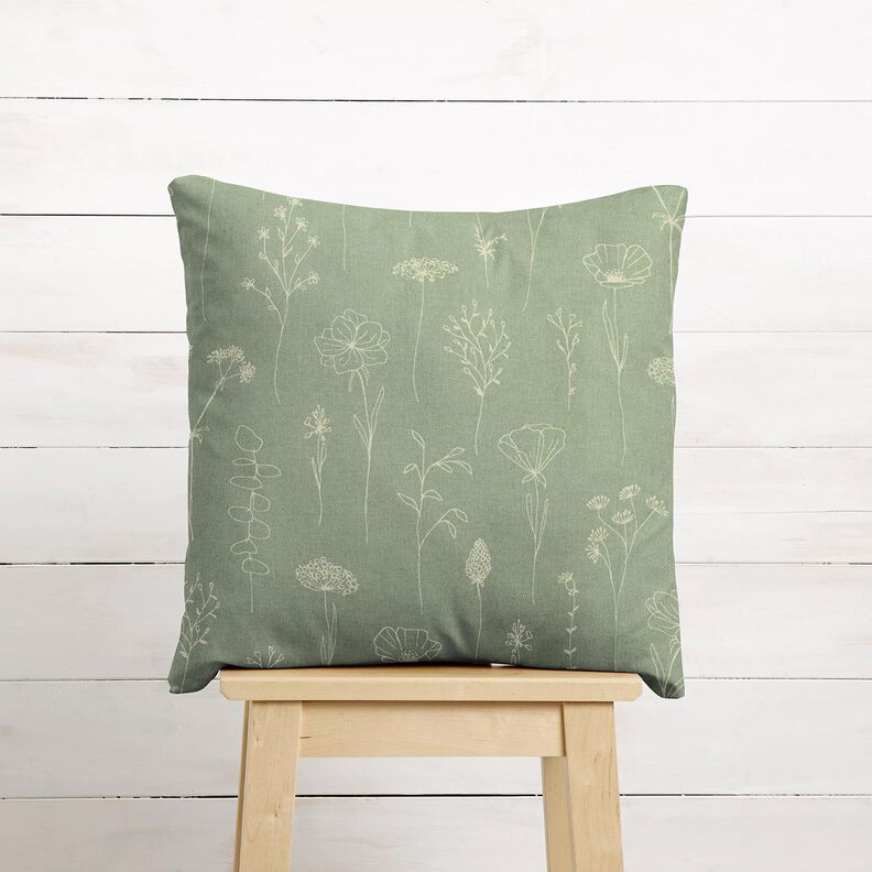 Decor Fabric Half Panama Delicate Flowers – reed,  image number 9