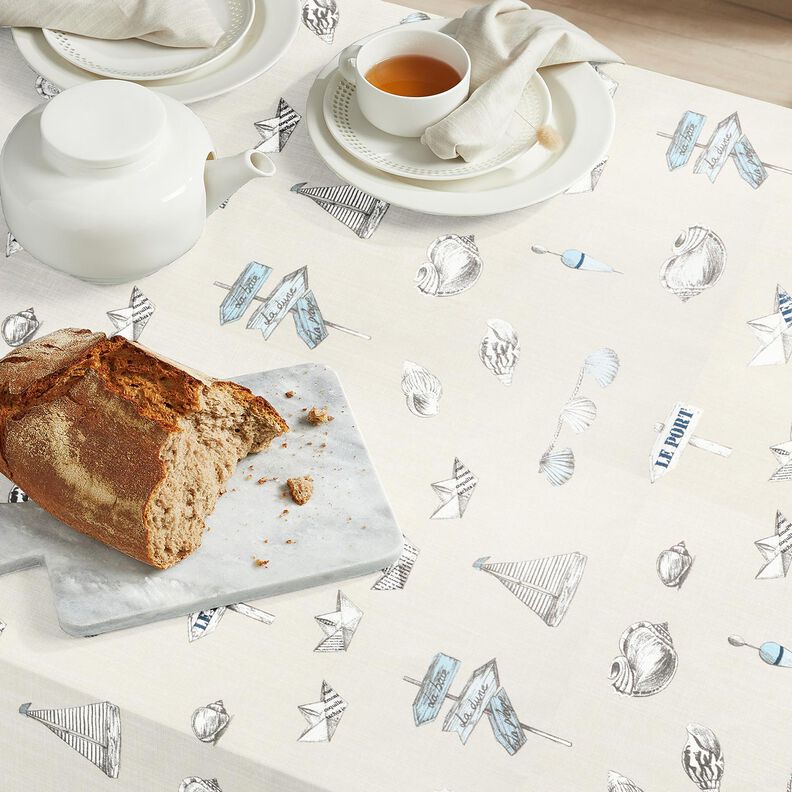 Decor Fabric Panama Little boat – natural/light blue,  image number 8
