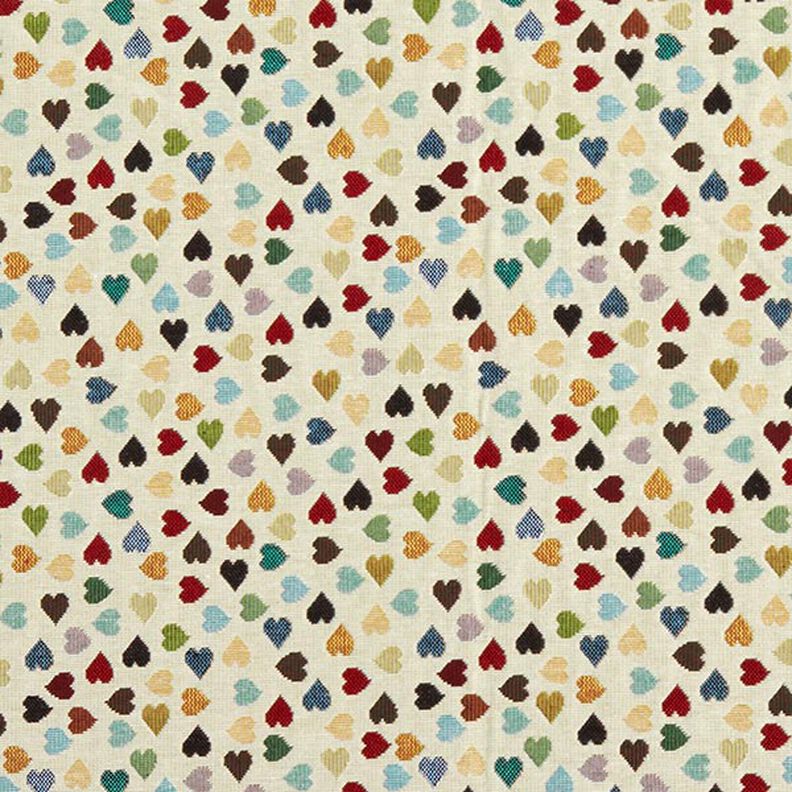 Decor Fabric Tapestry Fabric Scattered Hearts – light beige/petrol,  image number 1