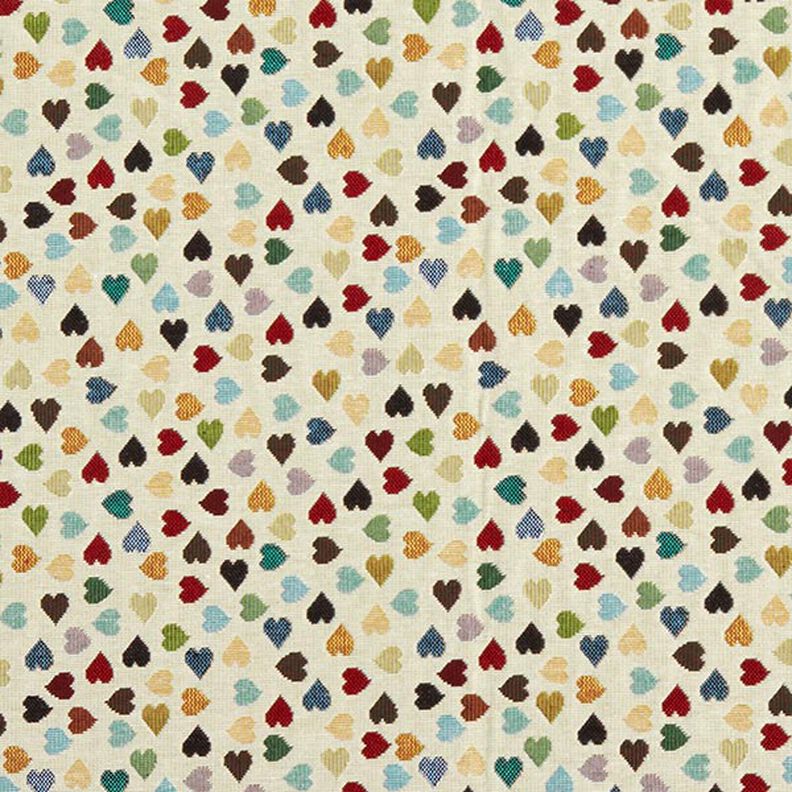 Decor Fabric Tapestry Fabric Scattered Hearts – light beige/petrol, image number 1