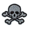 Appliqué  Skull [ 5,5 x 6,5 cm ] – silver/black,  thumbnail number 1