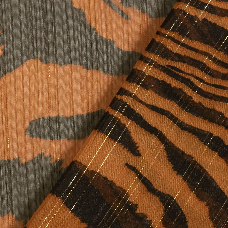 Chiffon with tiger print glitter pinstripes – black/copper,  image number 4