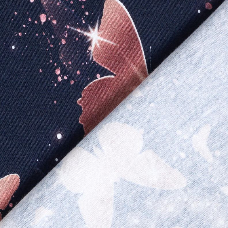 Cotton Jersey shimmering butterflies | Glitzerpüppi – midnight blue/dusky pink, image number 4