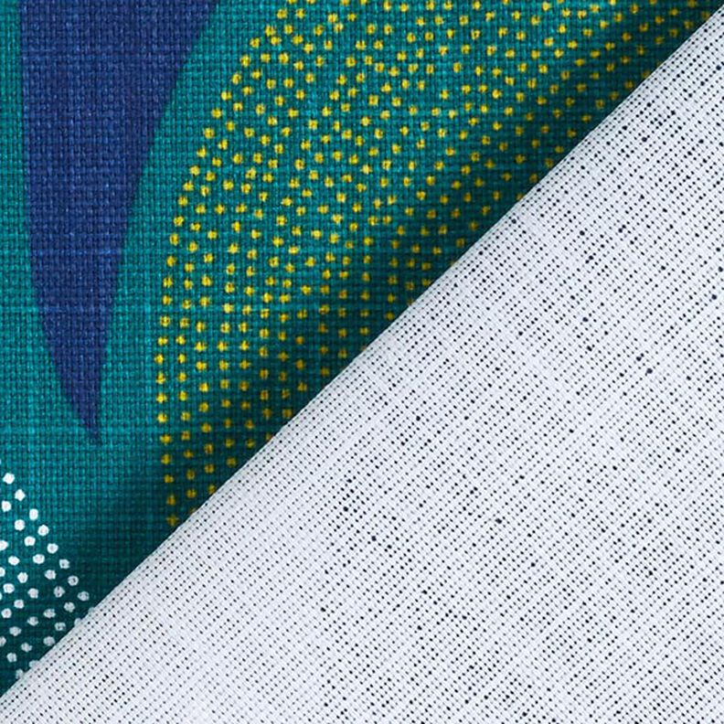 Decorative Panama fabric Colourful leaves – petrol,  image number 4