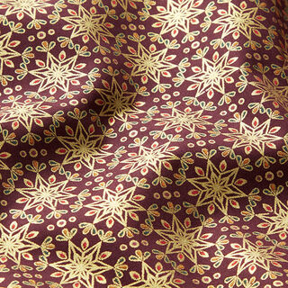 Cotton Poplin Oriental Stars – aubergine/gold, 