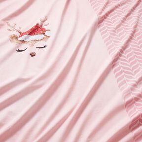 Cotton Jersey sleeping glitter deer Panel | Glitzerpüppi – rosé/light dusky pink, 